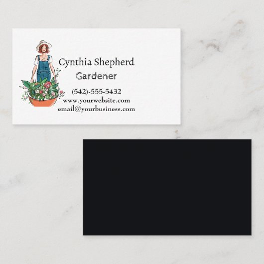 Tuinman met kruiwagen bloemen visitekaartje (Voorkant / Achterkant)