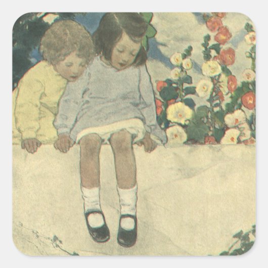 Tuinmuur Jessie Willcox Smith,  kinderen Vierkante Sticker (Voorkant)