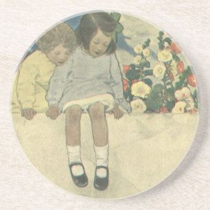 Tuinmuur Jessie Willcox Smith, Vintage Kinderen Zandsteen Onderzetter