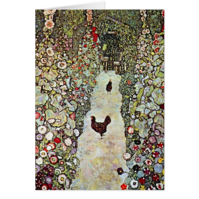 Tuinpad met kippen door Gustav Klimt (Voorkant)