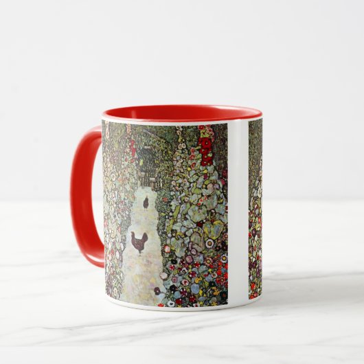 Tuinpad met kippen, Gustav Klimt, Art Nouveau Mok (Voorkant links)