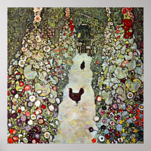Tuinpad met kippen, Gustav Klimt, Art Nouveau Poster