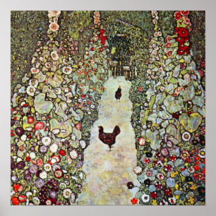 Tuinpad met kippen, Gustav Klimt, Art Nouveau Poster