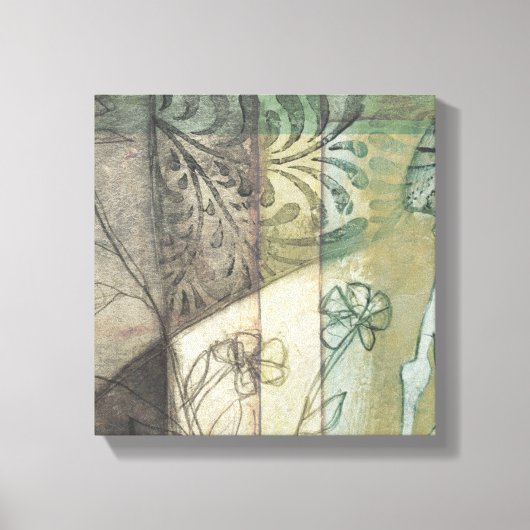 Tuinpaneel met bladeren, bloemen en gras canvas afdruk (Voorkant)