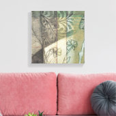 Tuinpaneel met bladeren, bloemen en gras canvas afdruk (Insitu (Woonkamer))