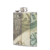 Tuinpaneel met bladeren, bloemen en gras heupfles (Links)