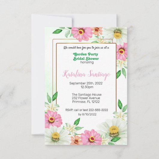 Tuinpartij Bridal Shower-uitnodiging Kaart (Voorkant)