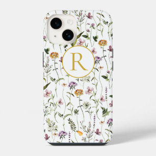 Tuinpatroon met wilde bloemen op maat gemaakt met iPhone 14 hoesje