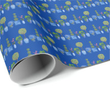Tuinpots Inpakpapier (op blauw)