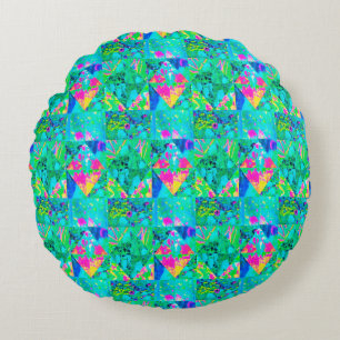 Tuinquiltschildering met Hydrangea en Blauw Rond Kussen
