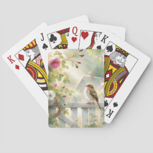 Tuinroos Vogels Watercolorscène Pokerkaarten
