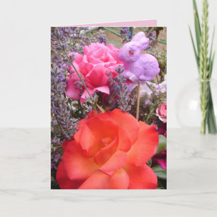 Tuinroze Rode Roze Roos Konijn Bloemkaart Kaart