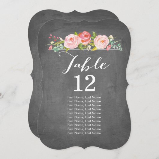 Tuinrozen schoolbord individuele tafelkaartjes kaart (Voorkant / Achterkant)