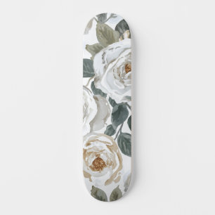Tuinrozen Witte Waterverf Bloemige Vintage Skateboard