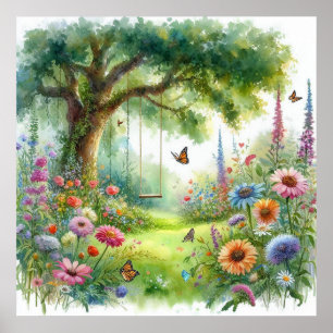 Tuinschommel landschap 5 poster