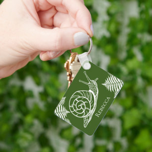 Tuinslak & varens Illustratie Bos Groen Sleutelhanger