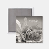 Tuinslakken op een zeeflap met naam magneet (Voorkant / Achterkant)