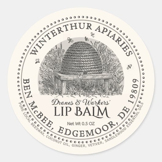  tuinslang bijenwas Balmlabel Ronde Sticker (Voorkant)
