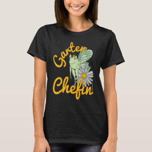 Tuinspreuk Tuin Chef Kikker Elf Met Bloem T-shirt