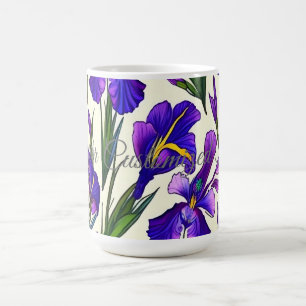 Tuinsymfonie: Iris bloemenpatroon Koffiemok