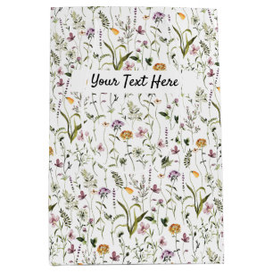 Tuintas met wilde bloemen giftzak op maat medium cadeauzakje