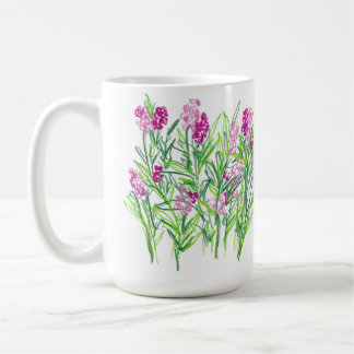 Tuintheemontwerp met roze bloemen mok