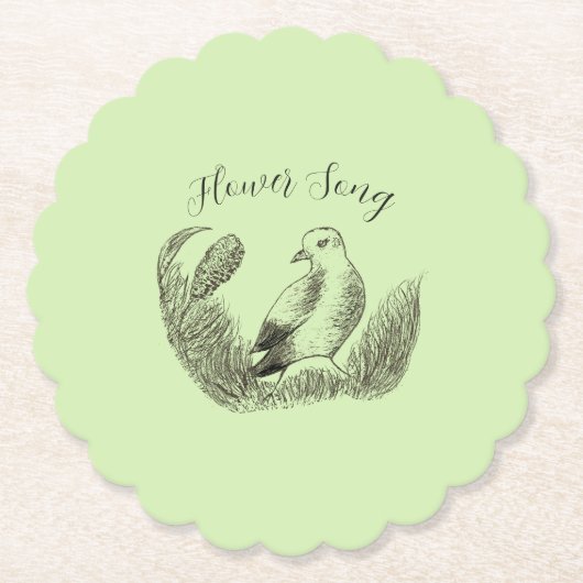 Tuinvogel – Monochrome Elegante Bloemen Kartonnen Onderzetters (Voorkant)