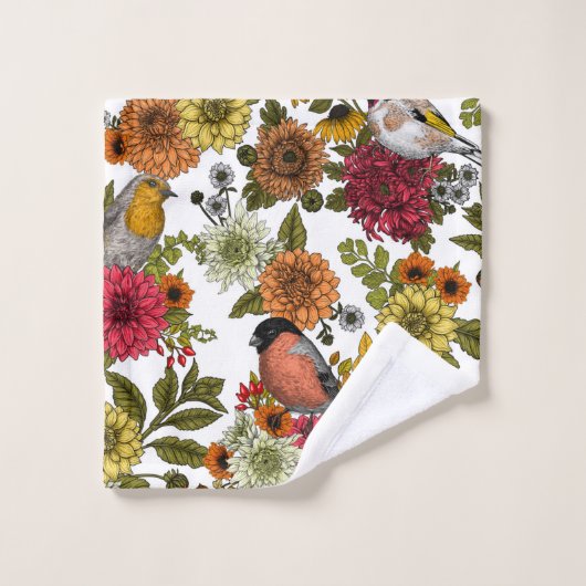 Tuinvogels en bloemen 1 bad handdoek (Wasdoekje)