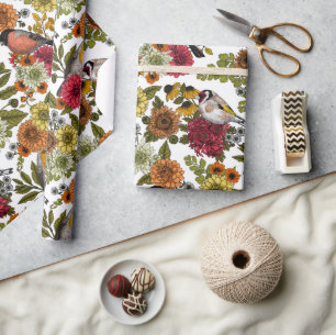 Tuinvogels en bloemen 1 cadeaupapier