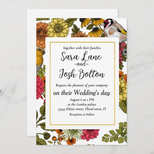 Tuinvogels en bloemen 1 kaart (Voorkant / Achterkant)