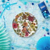 Tuinvogels en bloemen 1 papieren bordje (Feest)