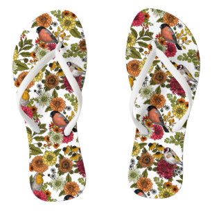 Tuinvogels en bloemen 1 teenslippers