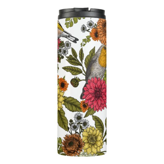 Tuinvogels en bloemen 1 thermosbeker (Achterkant)