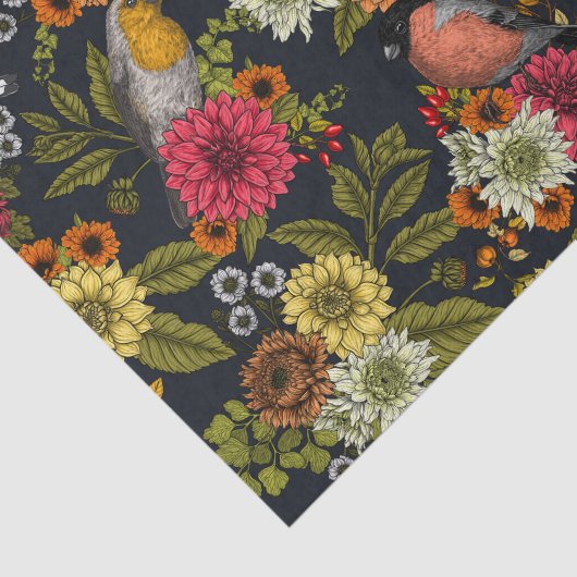 Tuinvogels en bloemen 2 tissuepapier (Detail)