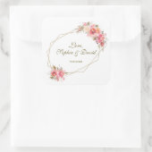 Tuiteer Bloem Goud Glitter Lijst Bruiloft Vierkante Sticker (Tas)