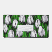 Tulières blanches avec feuilles verts (Clavier et souris)