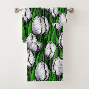 Tulières blanches avec feuilles verts