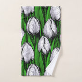Tulières blanches avec feuilles verts (Serviette à main)