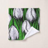 Tulières blanches avec feuilles verts (Gant de toilette)