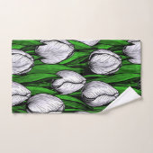 Tulières blanches avec feuilles verts (Serviette à main)