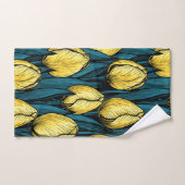 Tulières jaunes avec feuilles bleus (Serviette à main)
