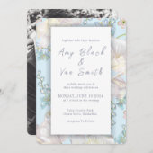 Tulip Blue Floral Wedding Kaart (Voorkant / Achterkant)