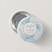 Tulip Blue Floral Wedding Ronde Button 3,2 Cm (Voorkant /achterkant)