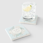 Tulip Blue Floral Wedding Stenen Onderzetter (Zijkant)