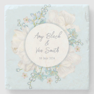 Tulip Blue Floral Wedding Stenen Onderzetter