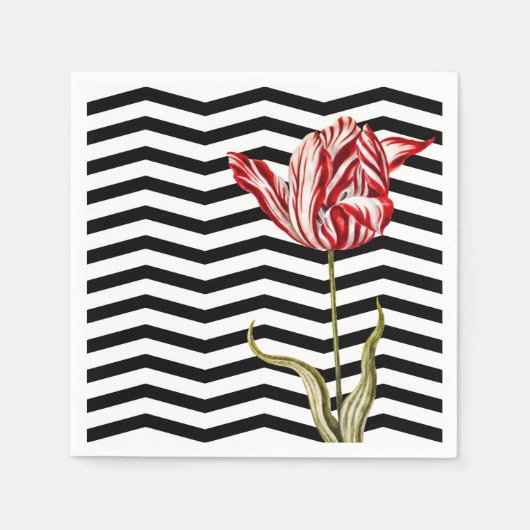 Tulip Botanische Chevron Stripes Pattern Servet (Voorkant)