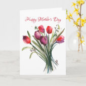 Tulip Bouquet Moederdag Kaart (Gele Bloem)