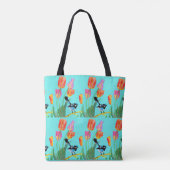 Tulip en Blue Wren Blue Floral Birthday Girl Bag Draagtas (Achterkant)