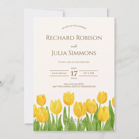 TULIP Enregistrer La Date Invitation / Aquarelle F (Devant)