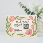 Tulip Ever After QR Code RSVP Card Kaartje (Staand voorkant)